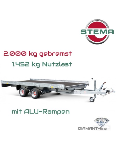 STEMA-Carrier-XL-2000-Tandem-Universal-Fahrzeugtransporter-Reling-Alu-Auffahrrampen-3.01×1.83m