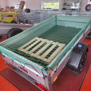 Anhängernetz "Das grüne Netz" 2.10x1.10m dehnbar auf 2.20x1.50m zur Ladungssicherung, passend für PKW-Anhänger bis 750kg - grün