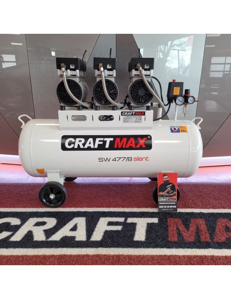 CRAFTMAX-Silent-Druckluft-Kompressor-SW-4778-Oelfrei-100L