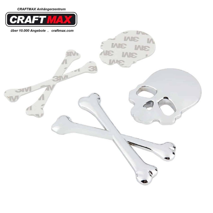 Skeleton-Crossbone-3D-Metall-Aufkleber-Totenkopf-gekreuzte-Knochen-GOLD-2
