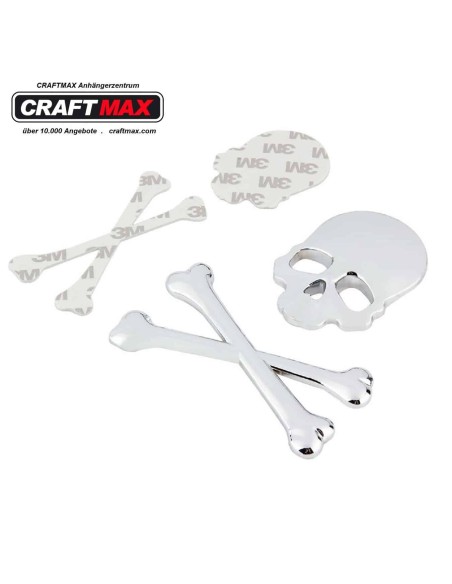 Skeleton-Crossbone-3D-Metall-Aufkleber-Totenkopf-gekreuzte-Knochen-GOLD-2