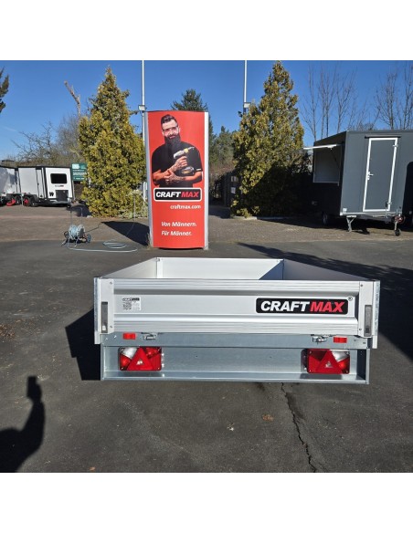 CRAFTMAX-750-ALU-Pritsche-2.30x1.50x0.30m-V-Deichsel-abnehmbare-Bordwaende-10-Zoll-Niedrigfahrwerk-ungebremst-2