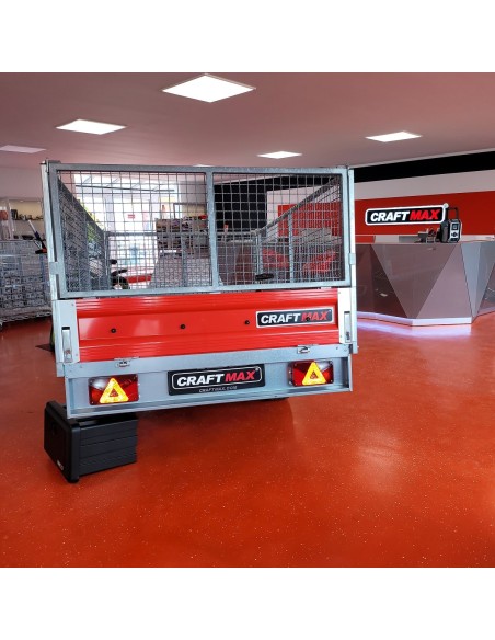 CRAFTMAX-COLOURLINE-Edition-red-Pritschenhochlader-750-Kg-V-Deichsel-mit-Welldrahtgitteraufsatz-3