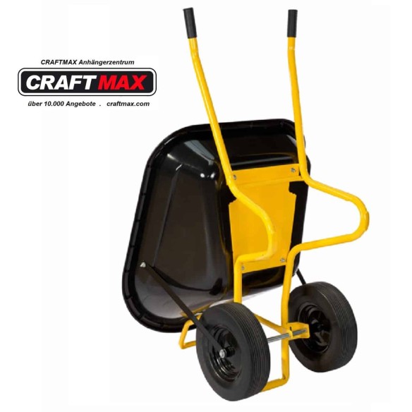 CRAFTMAX-Twin-Doppelrad-Schubkarre-mit-PU-Raedern-160-L-gelb-2