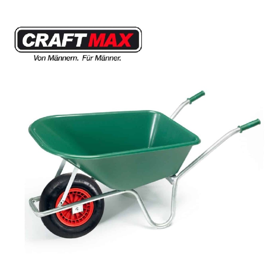 CRATMAX-green-Gartenschubkarre-100-L-gruene-PP-Mulde-PU-Rad-1