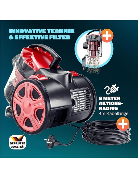 CRAFTMAX-Multi-Zyklon-900W-Beutelloser-Bodenstaubsauger-HEPA-Filter-3-Liter-Behaelter-Staubsauger-3