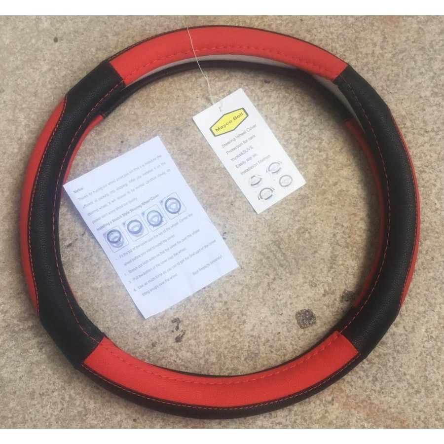 Lenkradbezug-Leder-Schwarz-Rot-5