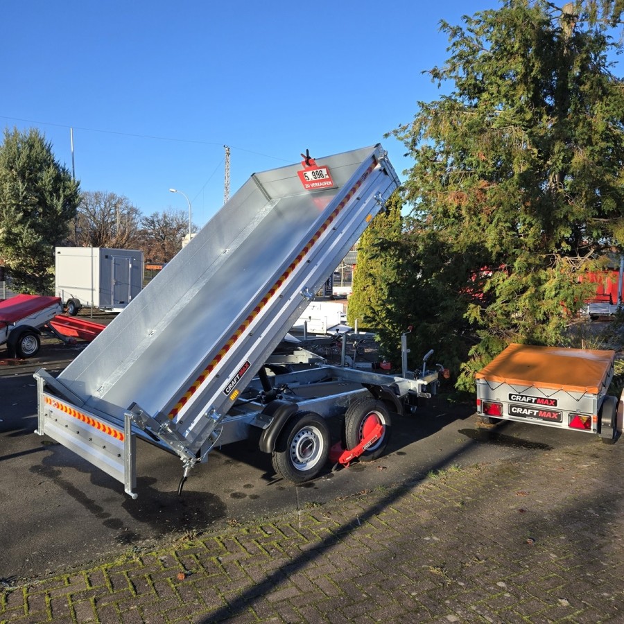 3-Seiten-Kipper-2700kg-3.01×1.83x0.35m-Metalldoppelbordwand-ALU-Zink-legiert-Handhydraulikpumpe