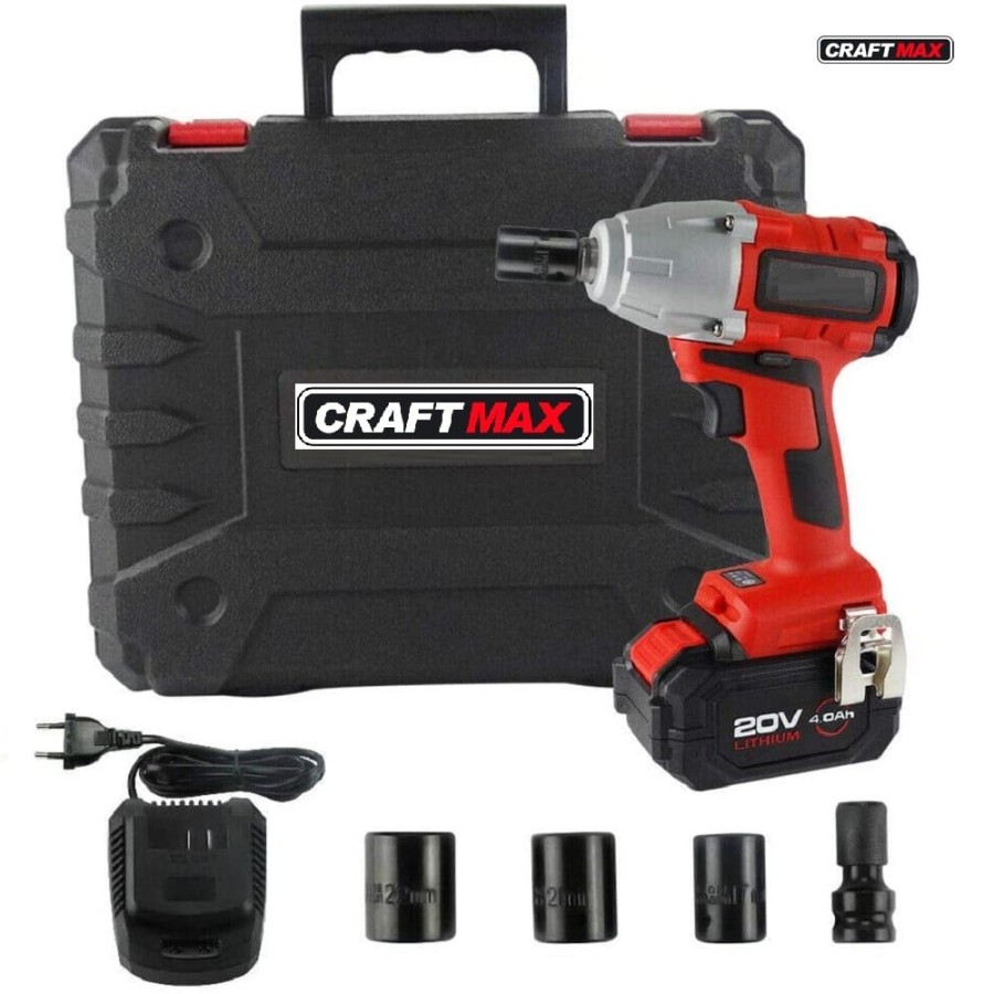 CRAFTMAX-Akku-Schlagschrauber-20V-Li-Ion-400-Nm-Akku-Ladegeraet-Koffer