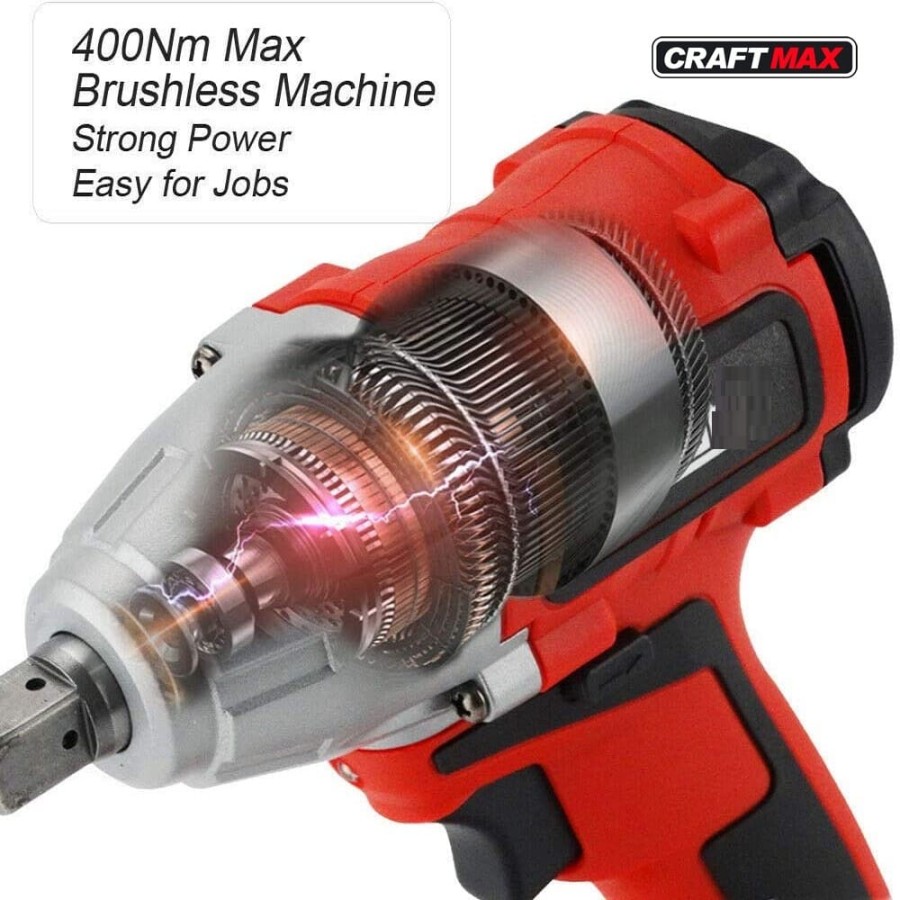 CRAFTMAX-Akku-Schlagschrauber-20V-Li-Ion-400-Nm-Akku-Ladegeraet-Koffer-3