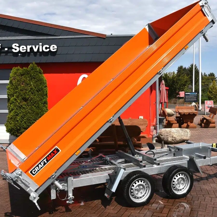 CRAFTMAX®-KING-3500-„Edition-orange-Dreiseitenkipper-3.66x1.75x0.35m-Alu-Bordwand-Pendelklappe-Elektrohydraulik-Rampen-Stuetzen-