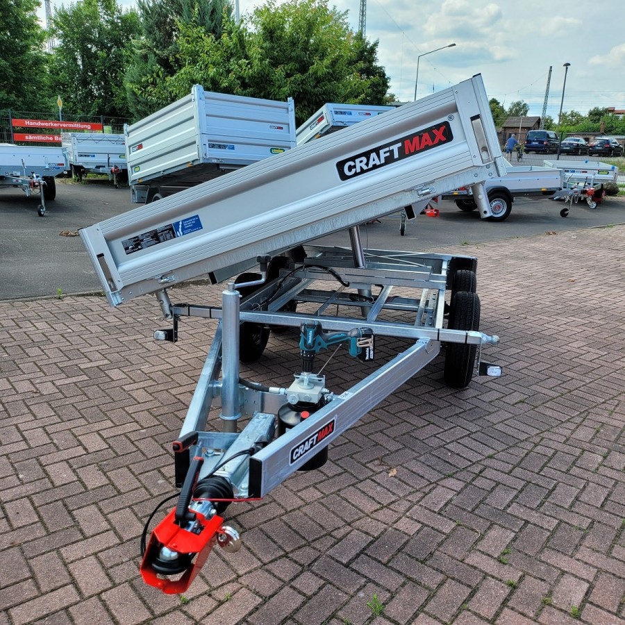 CRAFTMAX-BOSS-Dreiseitenkipper-2.600Kg-ALU-Bordwaende-Stahlboden-pumpless-Hydraulik-Akku-Schrauber-306x175x30cm-9