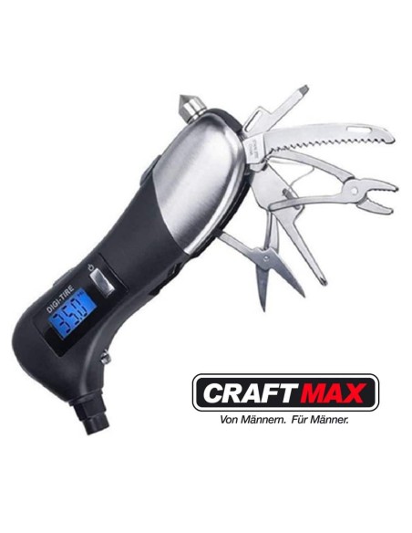 CRAFTMAX-Digital-Reifendruck-Manometer-mit-Multifunktionswerkzeug-Edelstahlgriff