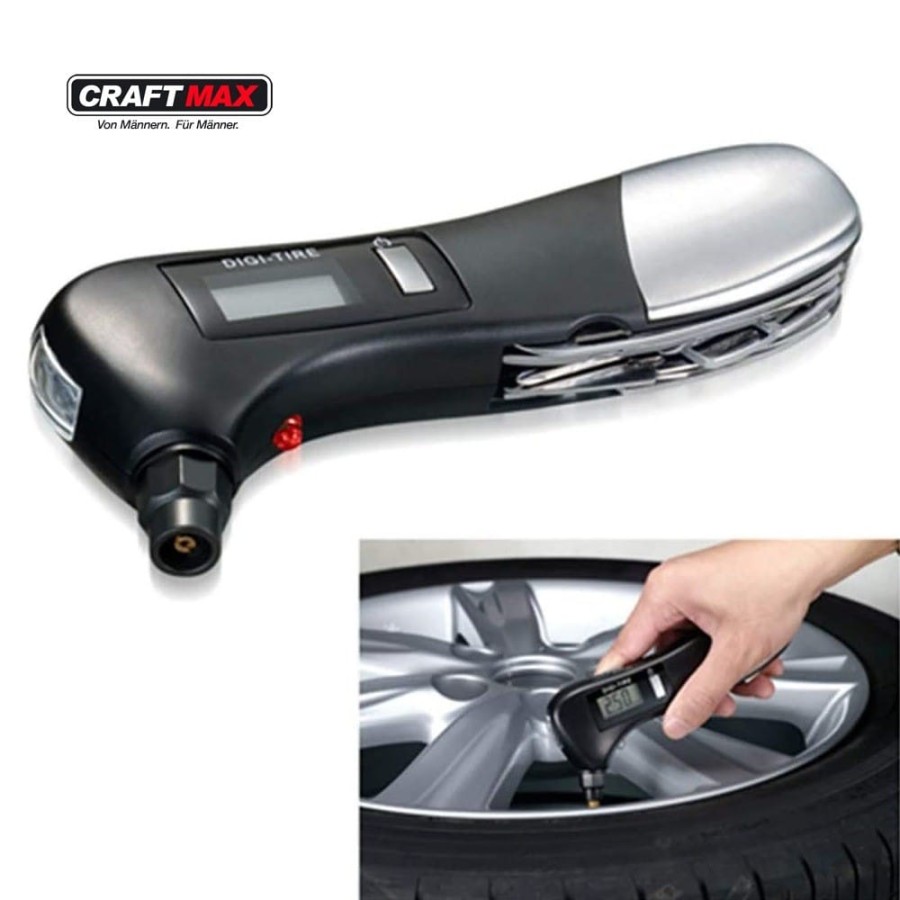 CRAFTMAX-Digital-Reifendruckpruefer-9-in-1-Edelstahlgriff