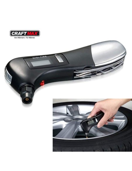 CRAFTMAX-Digital-Reifendruckpruefer-9-in-1-Edelstahlgriff