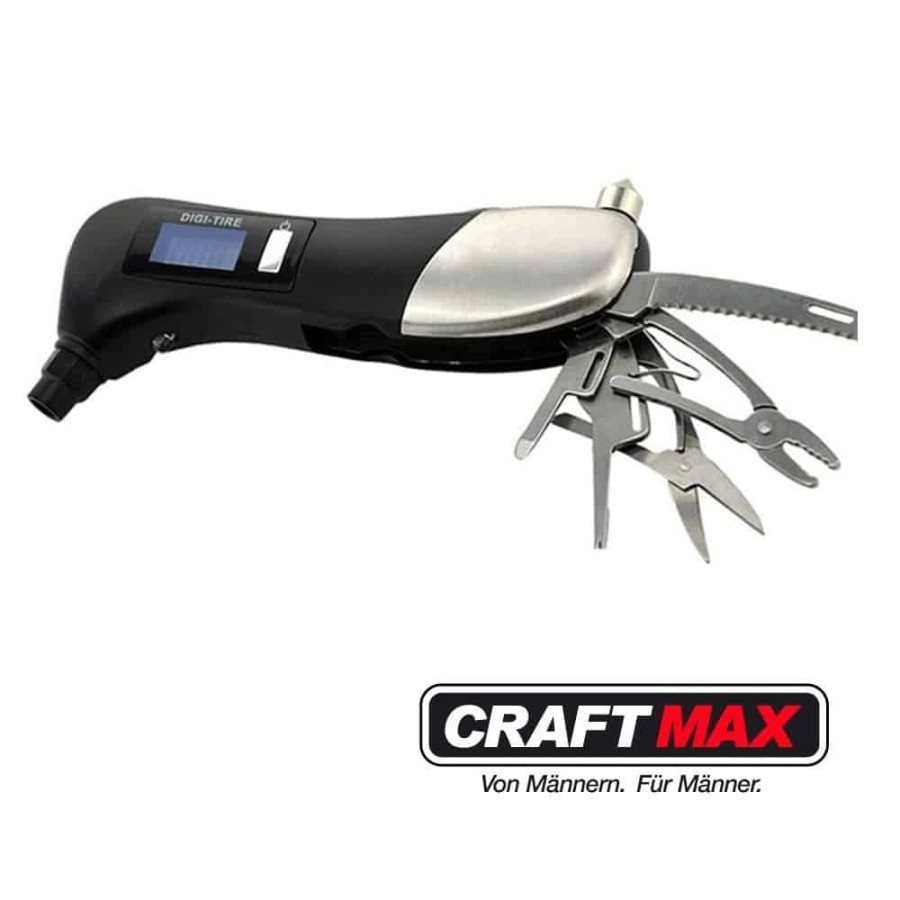 CRAFTMAX-Digital-Reifendruckpruefer-mit-Multifunktionswerkzeug-Edelstahlgriff