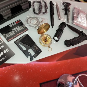 CRAFTMAX-Survival-Kit-15-Werkzeuge-Rettungsdecke-Taktikstift-Taschenlampe-Zange-Drahtsaege 2