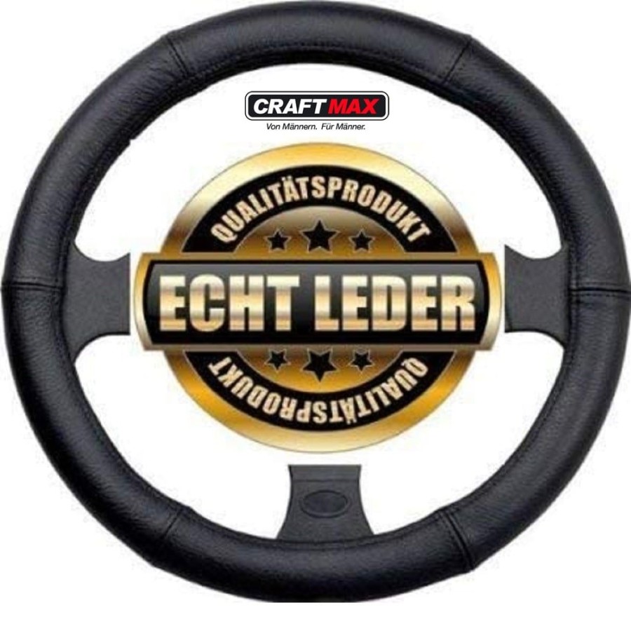 CRAFTMAX-Leder-Lenkrad-Ueberzug-schwarz-37-39cm