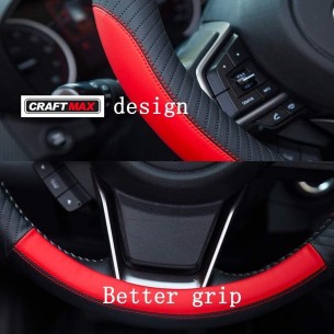 CRAFTMAX-echt-Leder-Lenkrad-Ueberzug-rot 2