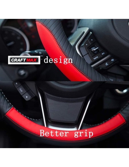 CRAFTMAX-echt-Leder-Lenkrad-Design-rot