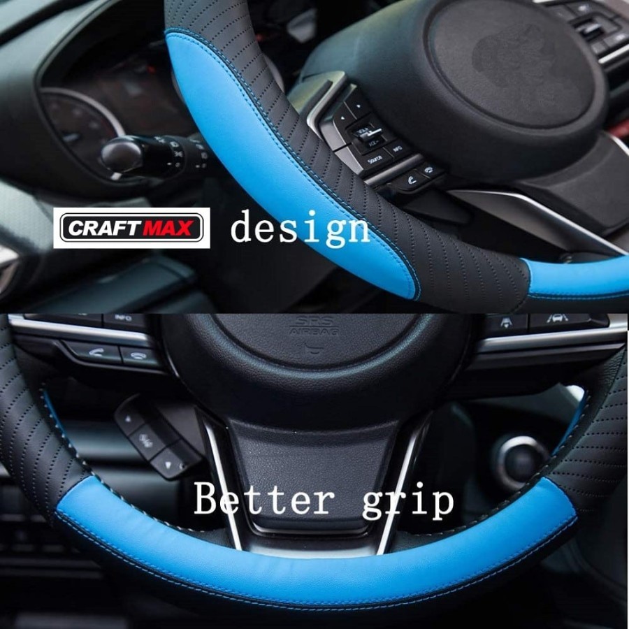 CRAFTMAX-echt-Leder-Lenkrad-Design-blau