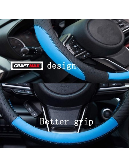 CRAFTMAX-echt-Leder-Lenkrad-Design-blau