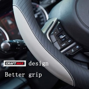 CRAFTMAX-echt-Leder-Lenkrad-Ueberzug-grau 2