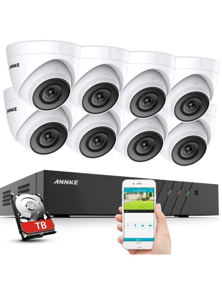 ANNKE-H.265-Pro-5MP-PoE-Ueberwachungskamera-System-Set-8CH-Videoueberwachung-NVR-Rekorder-2TB-Festplatte-mit-8X-5MP-HD-IP-Kamera