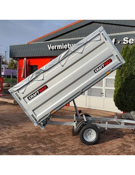 CRAFTMAX-MAGIC®-1300-Heckkipper-pumplessHydraulik-2.30x1.50x0.85m-Bordwandufsatz-V-Deichsel-Stahlboden-100kmh