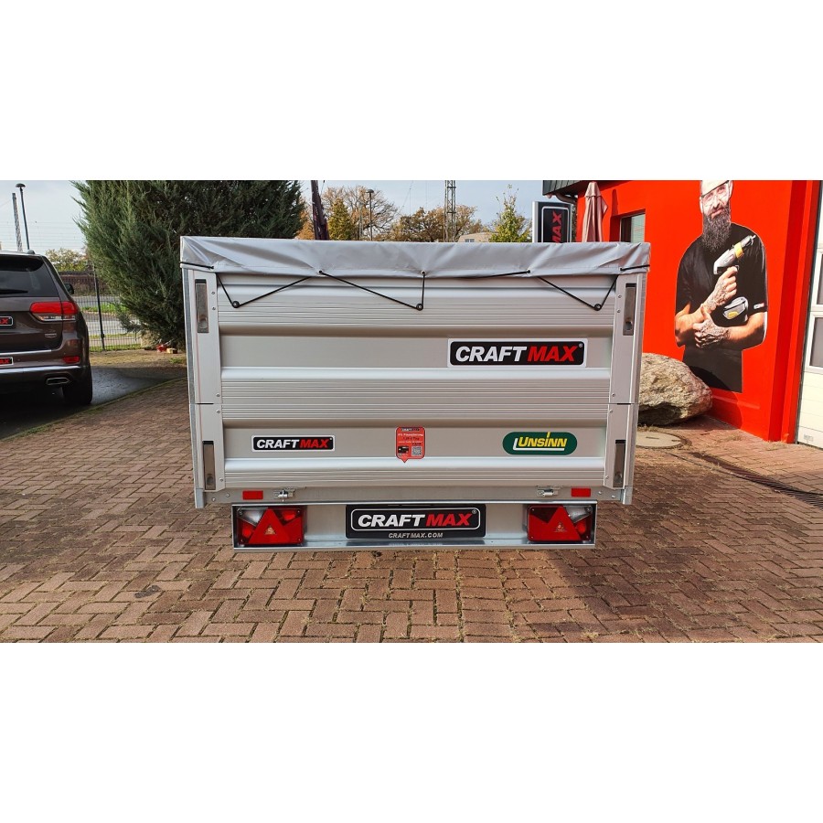 CRAFTMAX-Heckkipper-1350Kg-Stahlboden-V-Deichsel-85cm-Alu-Bordwaende-10-Zoll-100kmh-8