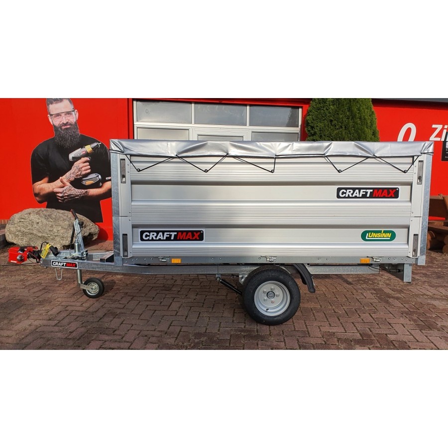 CRAFTMAX-Heckkipper-1350Kg-Stahlboden-V-Deichsel-85cm-Alu-Bordwaende-10-Zoll-100kmh-7