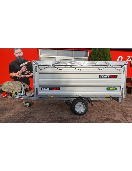 CRAFTMAX-Heckkipper-1350Kg-Stahlboden-V-Deichsel-85cm-Alu-Bordwaende-10-Zoll-100kmh-7