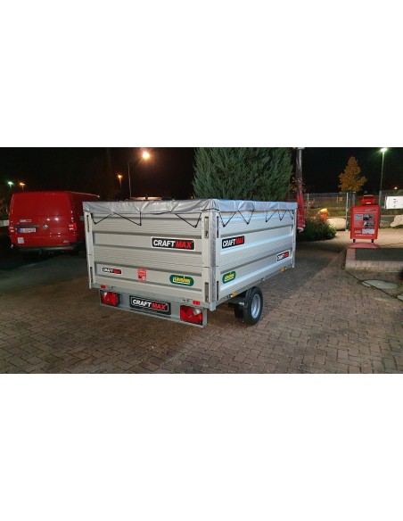 CRAFTMAX-Heckkipper-1.350Kg-Stahlboden-V-Deichsel-85cm-Alu-Bordwaende-10-Zoll-100kmh-1