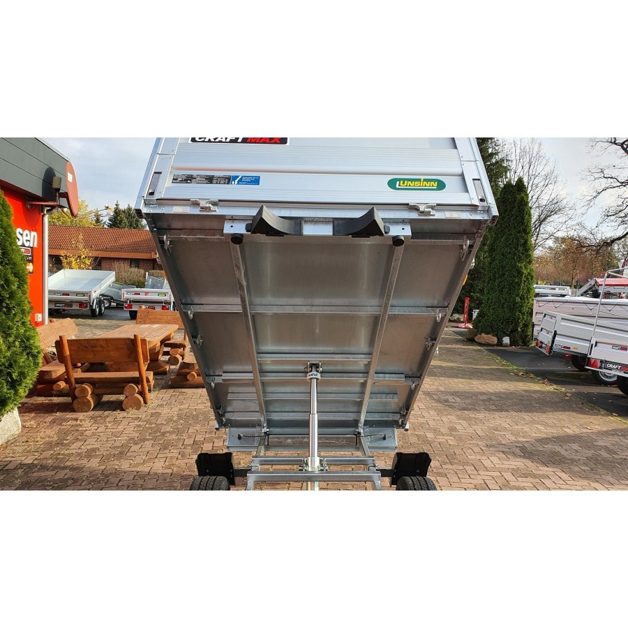CRAFTMAX-Heckkipper-1350Kg-Stahlboden-V-Deichsel-85cm-Alu-Bordwaende-10-Zoll-100kmh-3