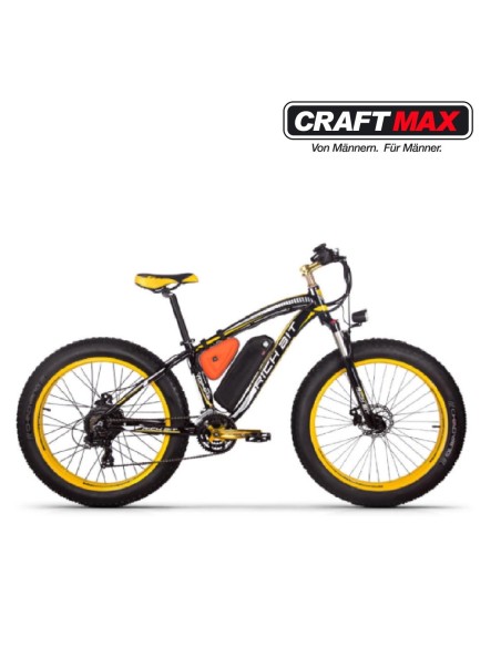 CRAFTMAX-fatboy-Elektrofahrrad-26-E-Bike-48V-16Ah-1000W-Lithium-Akku-Shimano-21Gang-gelb-schwarz