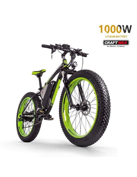 CRAFTMAX-fatboy-Elektrofahrrad-26-E-Bike-mit-48V-16Ah-1000W-Lithium-Batterie-Shimano-21-Gang-gruen-schwarz