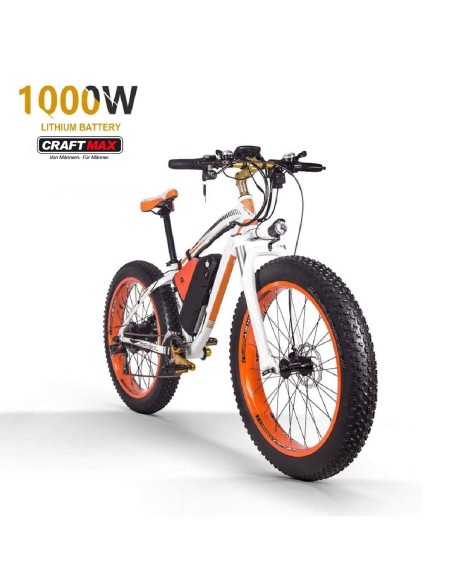 CRAFTMAX-fatboy-Elektrofahrrad-26-E-Bike-mit-48V-16Ah-1000W-Lithium-Batterie-Shimano-21-Gang-orange-weiss