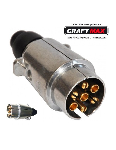 CRAFTMAX-Anhaenger-Stecker-7-polig-12V-Metall-steckbar