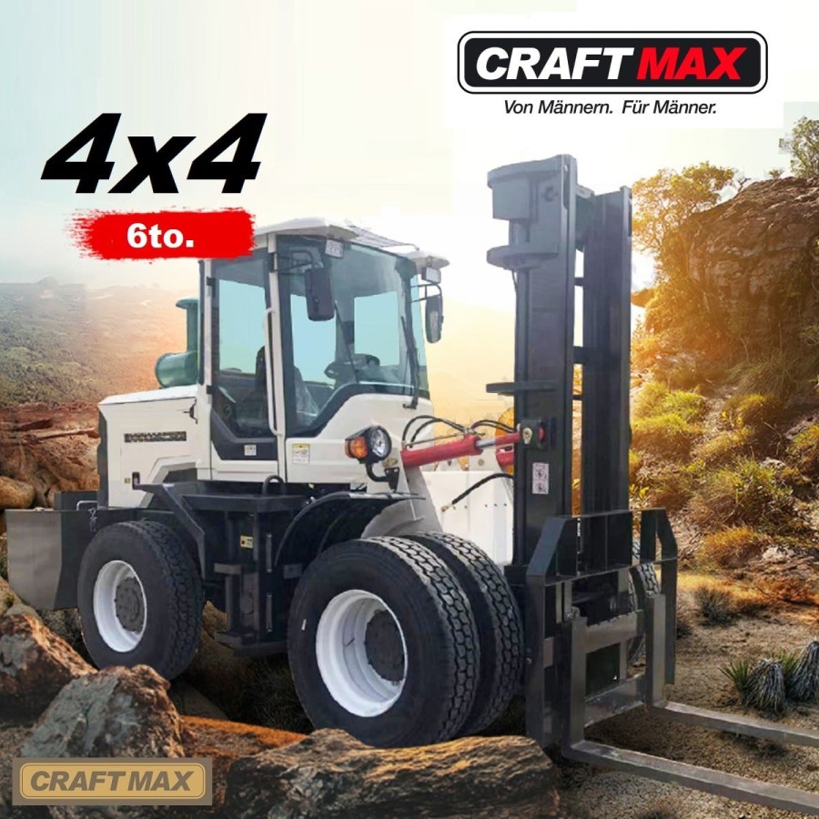 CRAFTMAX-roughTerrainForkLift-CJK6000-Gabelstapler-offroad-Hubkraft-5000-Hubhoehe-4m-76KW-Diesel