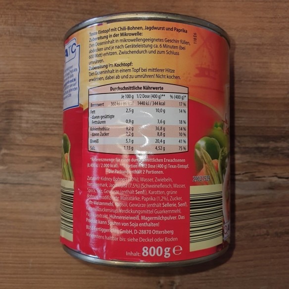 Fertiggericht-Notfallnahrung-Konserve-800g-Texas-Eintopf-Chili-Bohnen-Paprika-2
