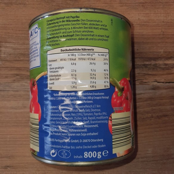 Fertiggericht-Notfallnahrung-Konserve-800g-Cevapcici-Reistopf-Paprika-2