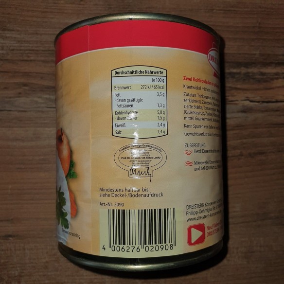 Fertiggericht-Notfallnahrung-Konserve-800g-Kohlrouladen-in-pikanter-Sauce-2