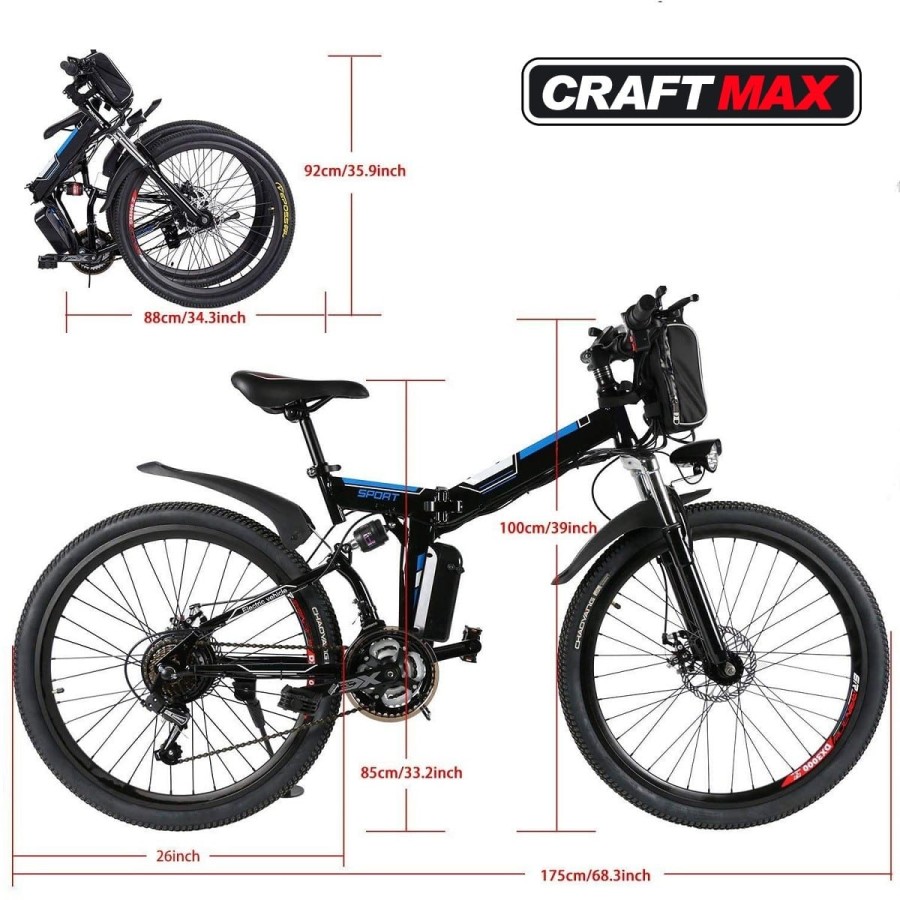CRAFTMAX-clappy-e-Bike-Elektrofahrrad-Mountainbike-26-Zoll-36V-250W-Heckmotor-klappbar-schwarzblau-2