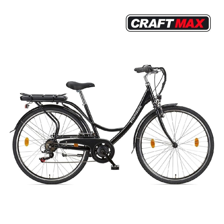 CRAFTMAX-Teutouburg-Citybike-leicht-Elektrofahrrad-28-Zoll-7-Gang-Shimano-Kettenschaltung-250W-104-36-V-Lithium-Ionen-Akku-Schwa