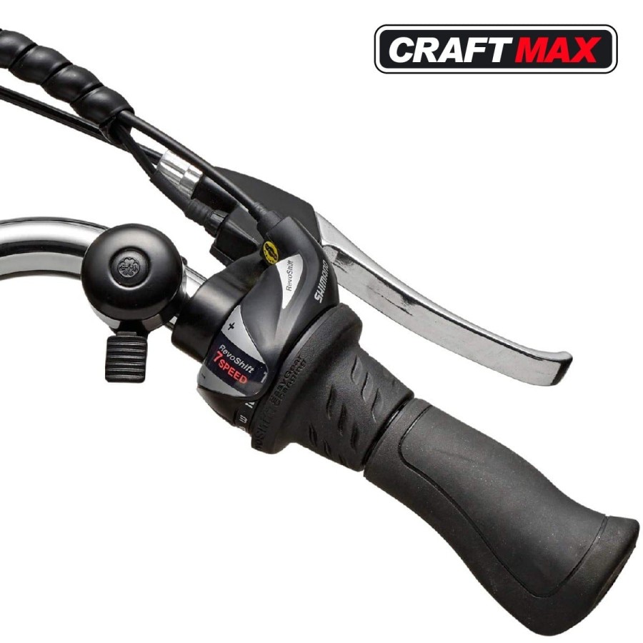 CRAFTMAX-Teutouburg-Citybike-leicht-Elektrofahrrad-28-Zoll-7-Gang-Shimano-Kettenschaltung-250W-104-36-V-Lithium-Ionen-Akku-Schwa