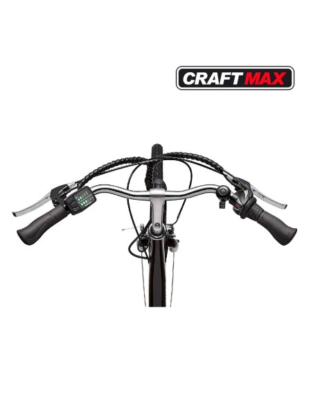 CRAFTMAX-Teutouburg-Citybike-leicht-Elektrofahrrad-28-Zoll-7-Gang-Shimano-Kettenschaltung-250W-104-36-V-Lithium-Ionen-Akku-Schwa