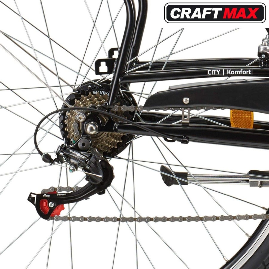 CRAFTMAX-Teutouburg-Citybike-leicht-Elektrofahrrad-28-Zoll-7-Gang-Shimano-Kettenschaltung-250W-104-36-V-Lithium-Ionen-Akku-Schwa