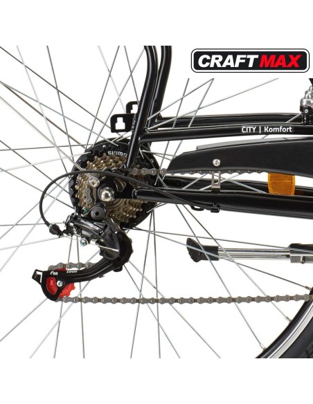 CRAFTMAX-Teutouburg-Citybike-leicht-Elektrofahrrad-28-Zoll-7-Gang-Shimano-Kettenschaltung-250W-104-36-V-Lithium-Ionen-Akku-Schwa