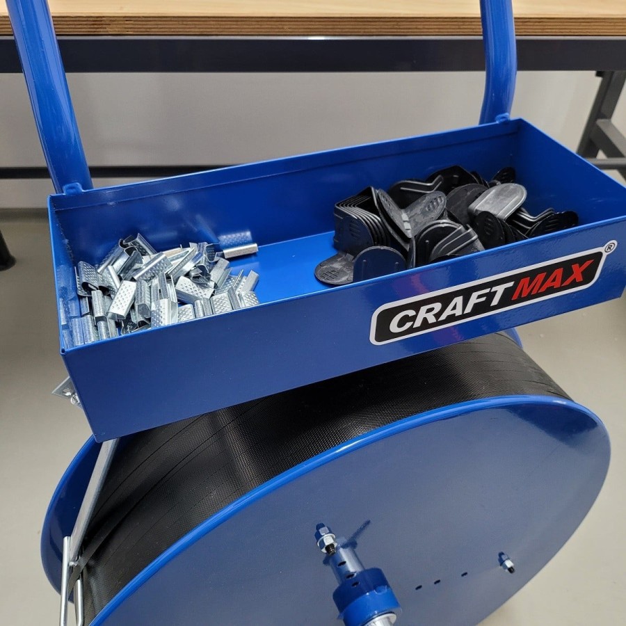 CRAFTMAX®-Abrollwagen-mit-Ablage-fuer-Umreifungsbaender-auf-Rollen-universell-5