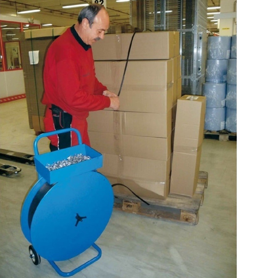 CRAFTMAX®-Abrollwagen-mit-Ablage-fuer-Umreifungsbaender-auf-Rollen-universell-8